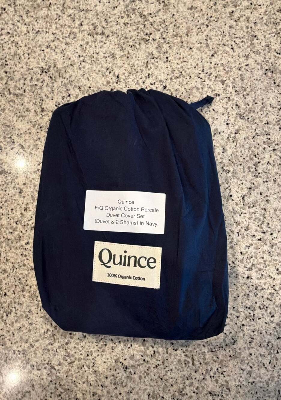 Quince Organic Cotton Percale Duvet Cover Set F/Q in Navy
